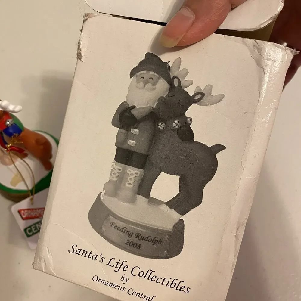 2008 Santa’s Life Collection By Ornament Central Feeding Rudolph Christmas Theme